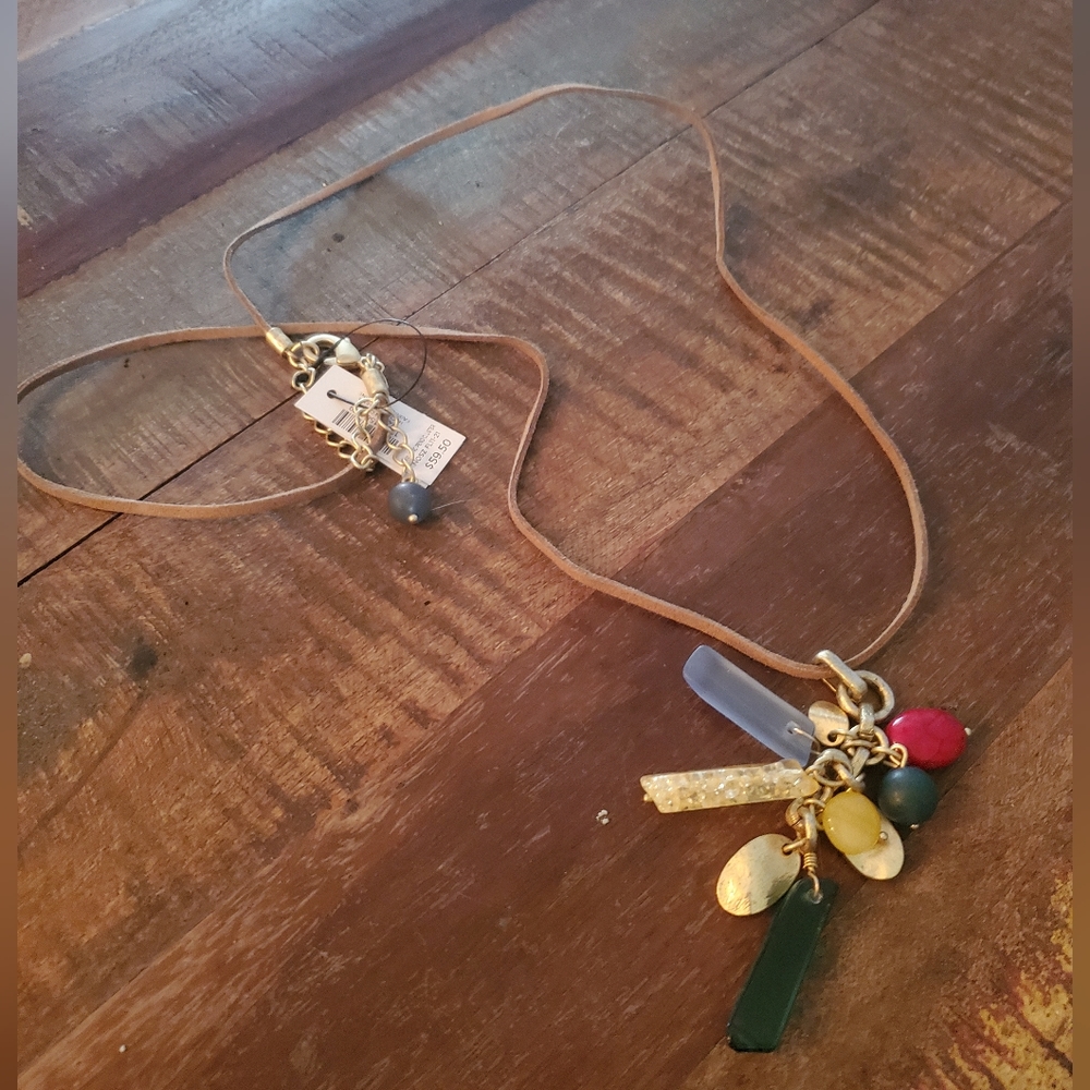 Chico's Beaded Lucky Charm Tassel Necklace